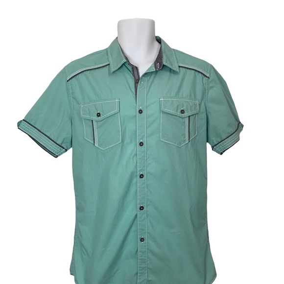 BKE Shirts Bke Lone Jack Mens Tailored Fit Light Green Button Up